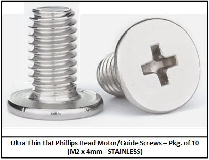 SCC Ultra Thin Flat Head M2 x 4mm Motor/Guide Screws, Stainless