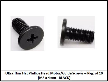 SCC Ultra Thin Flat Head M2 x 4mm Motor/Guide Retaining Screw, Black