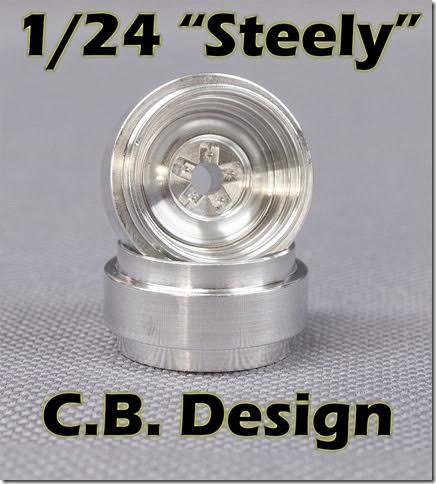 CB Design CBD0698 1:24 Classic Steel 17.5 x 16.5mm Wheels 1/8'' Axle, Center Rib