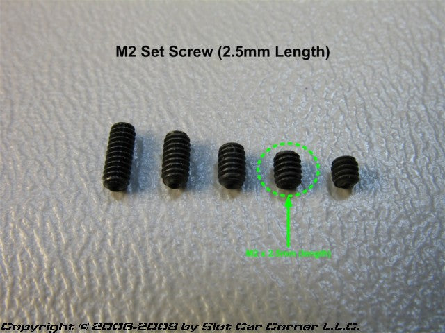 SCC M2 x 2.5mm Set Screws, Cup Point, Black