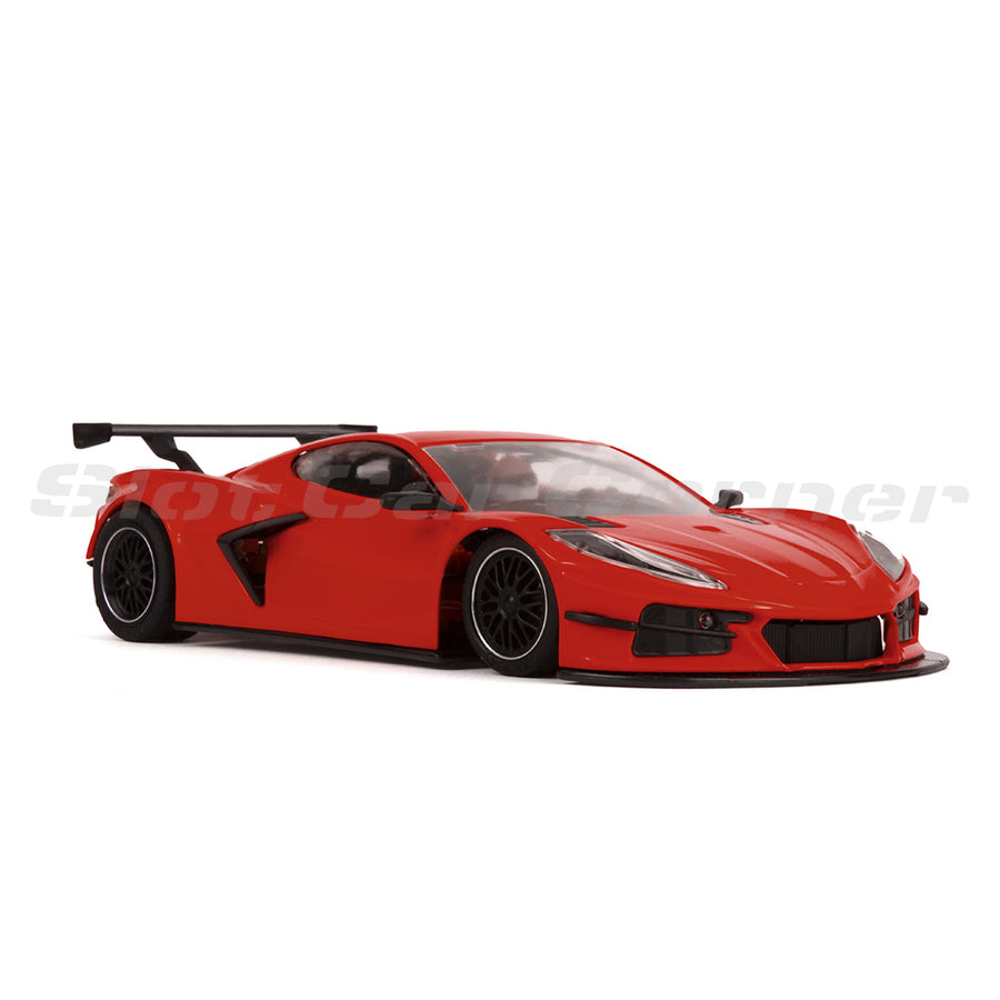 NSR 0396SW red Corvette C8R test car slot car, front three-quarter view
