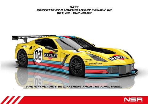 NSR 0437SW Corvette C7R Martini No. 2, Yellow (PRE-ORDER)