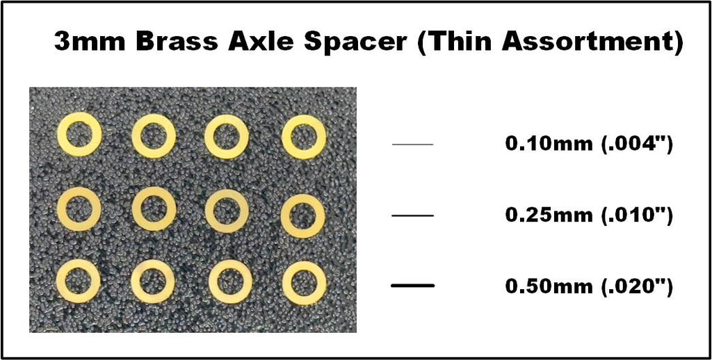 SCC 3mm Brass Axle Spacers, Assorted (THIN)