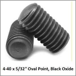 SCC 4-40 x 5/32" Set Screws, OVAL Point, Black