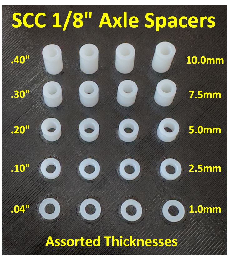 SCC 1/8" Nylon Axle Spacers, Assorted