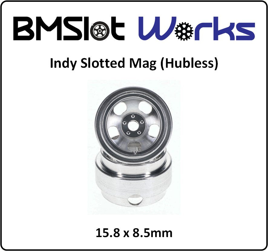 BMSlot Works BMS3020 Indy Slotted Mag 15.8 x 8.5mm Aluminum Wheels