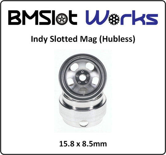 BMSlot Works BMS3020 Indy Slotted Mag 15.8 x 8.5mm Aluminum Wheels