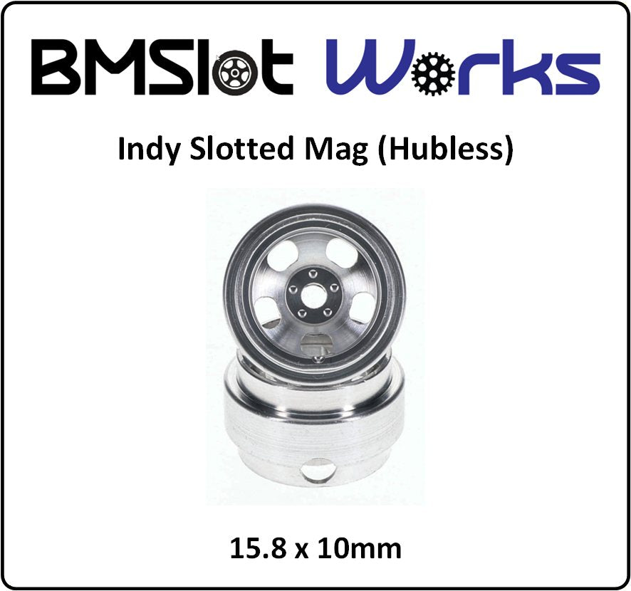 BMSlot Works BMS3040 Indy Slotted Mag 15.8 x 10mm Aluminum Wheels