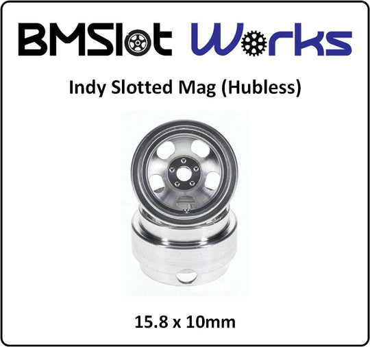 BMSlot Works BMS3040 Indy Slotted Mag 15.8 x 10mm Aluminum Wheels