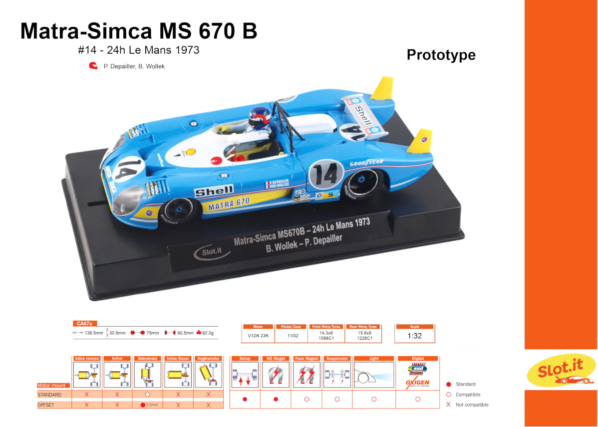 SICW18 Matra-Simca MS670B - 1st 24H Le Mans 1974, #7 1:32 Slot SICW18 Matra-Simca MS670B - 1st 24H Le Mans 1974, #7 1:32 Slot