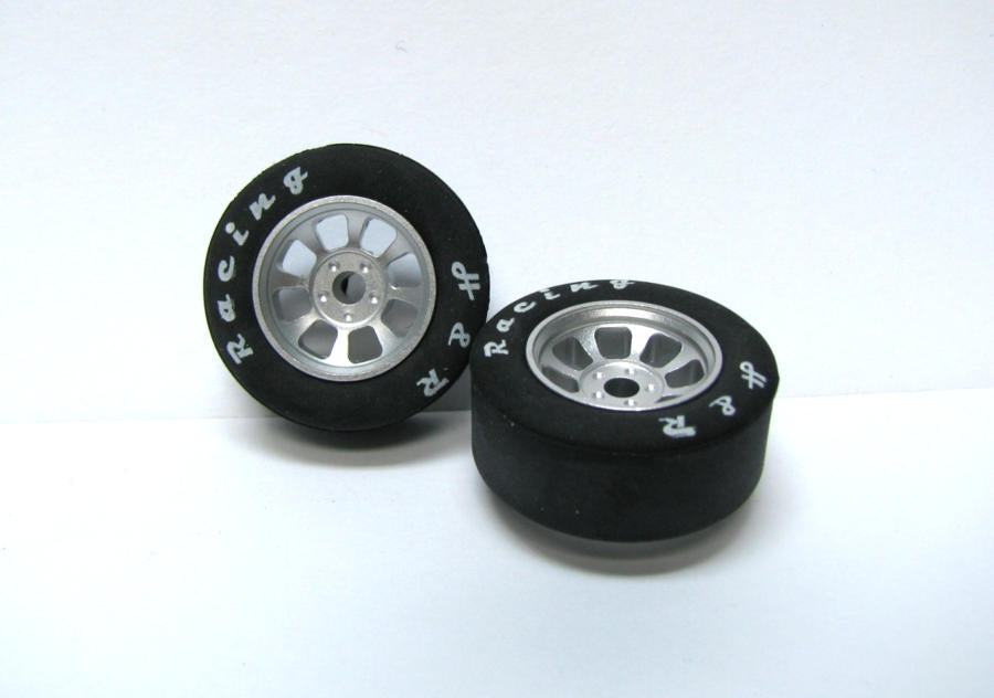 H&R Racing HR1105 Nascar SILVER Wheels, 27mm x 12mm Rubber Tires