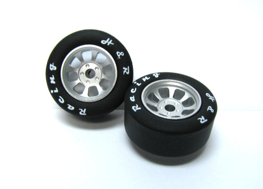 H&R Racing HR1106 Nascar SILVER Wheels, 27mm x 12mm Silicone Tires