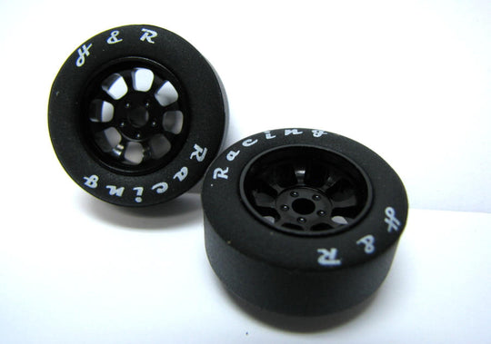 H&R Racing HR1110 Nascar BLACK Wheels, 27mm x 12mm Silicone Tires