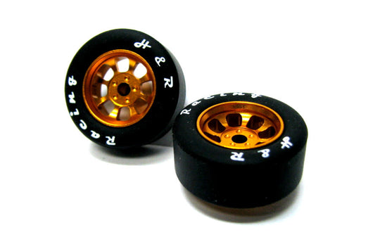 H&R Racing HR1114 Nascar GOLD Wheels, 27mm x 12mm Silicone Tires