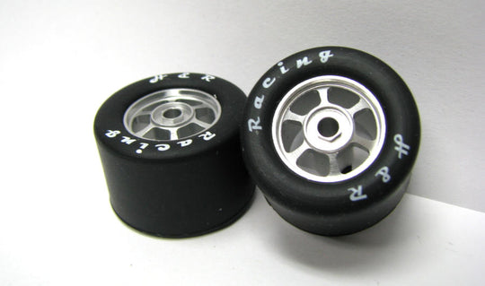 H&R Racing HR1354 6 Spoke SILVER Wheels, 27 x 18mm Silicone Tires