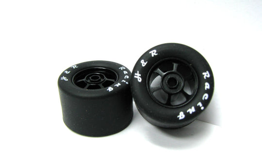 H&R Racing HR1358 6 Spoke BLACK Wheels, 27 x 18mm Silicone Tires