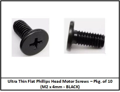 SCC Ultra Thin Flat Head M2 x 4mm Motor Retaining Screw, Black