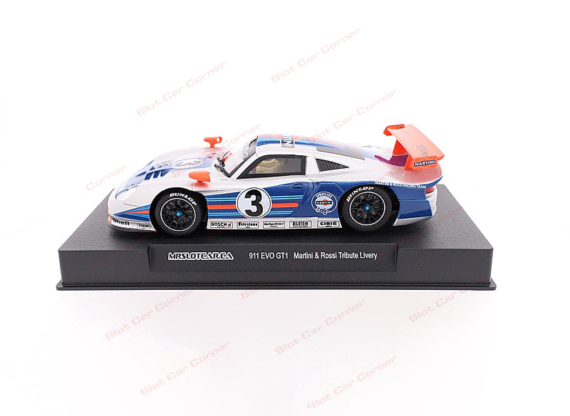 MR Slotcar MR1025 Porsche 911 GT1 EVO, Martini Tribute No. 3