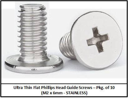 SCC Ultra Thin Flat Head M2 x 6mm Guide Screws, Stainless