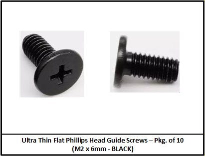 SCC Ultra Thin Flat Head M2 x 6mm Guide Retaining Screw, Black