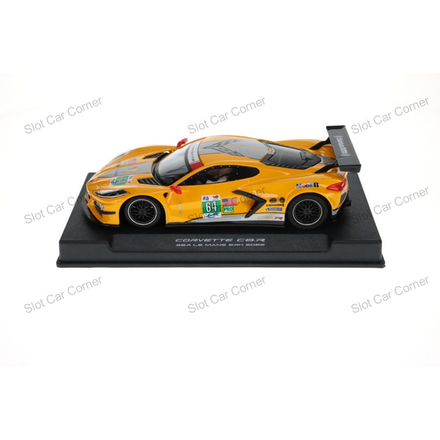 NSR 0415AW Corvette C8R No. 64, Le Mans 2022 slot car, side view on display base