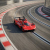 NSR 0614 Hypercar red Test Car, manufacturer promotional image of the red car on a curved track