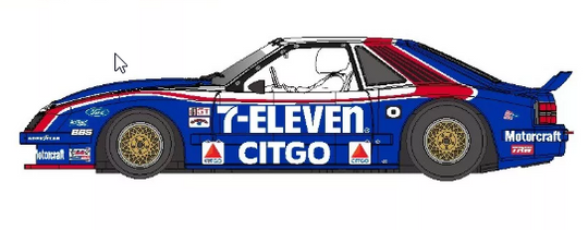 RevoSlot RS0317 Mustang GTO Motorcraft No. 7, '86 Sebring (Preorder)