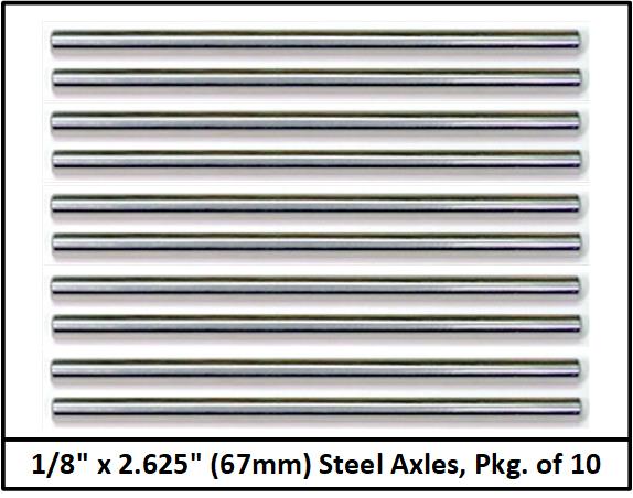 SCC Solid Steel 1/8" Axle, 67mm (2.625") Long, Pkg. of 10