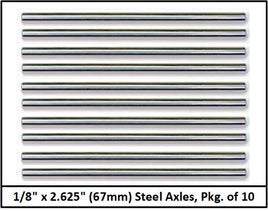 SCC Solid Steel 1/8" Axle, 67mm (2.625") Long, Pkg. of 10