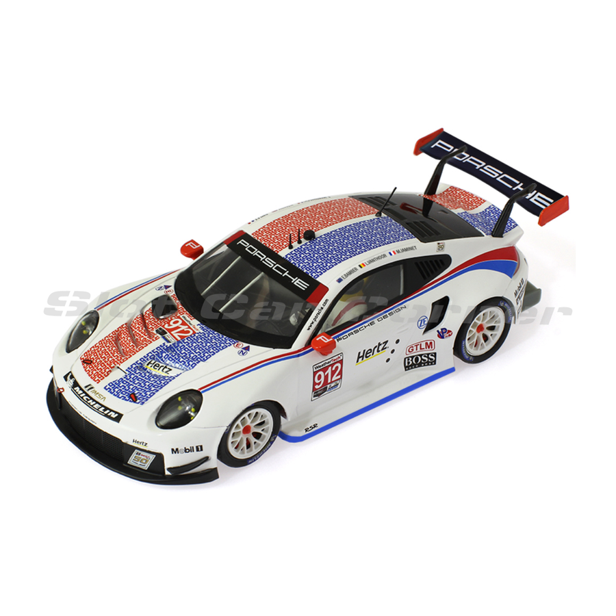 Scaleauto SC-6247R R slot car, Porsche 911 (991.2) GT3 RSR No. 912, front three-quarter view