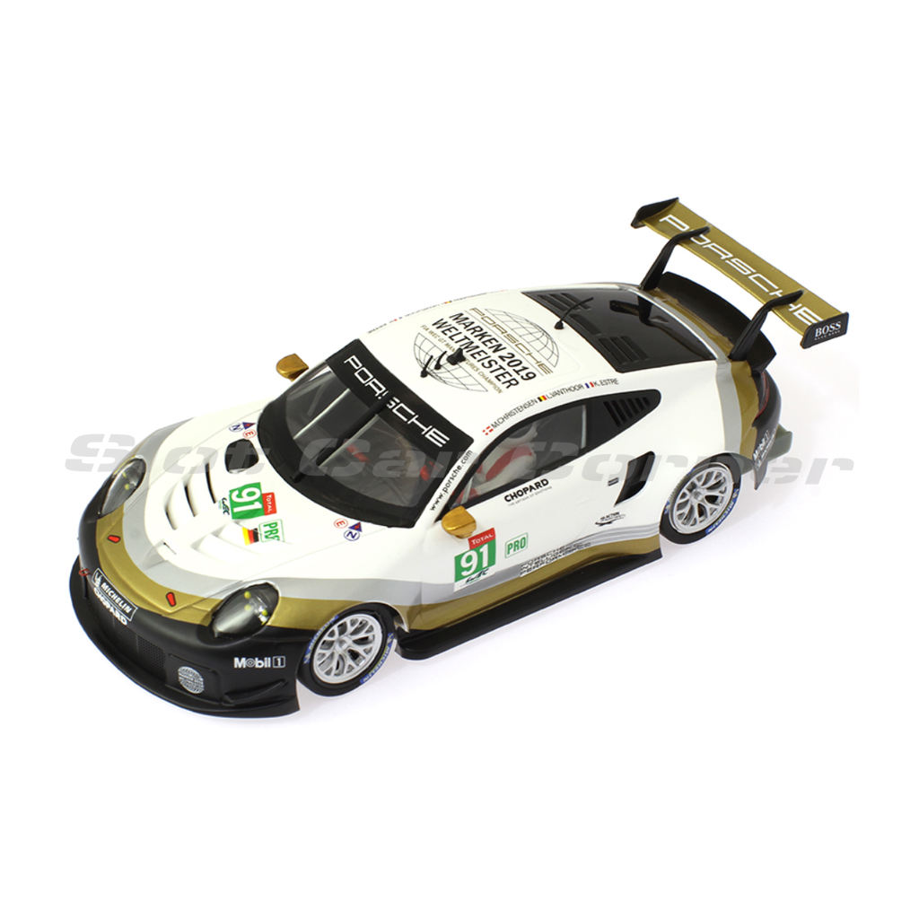 Scaleauto SC-6293R R slot car, Porsche 911 (991.2) GT3 RSR No. 91, front three-quarter view