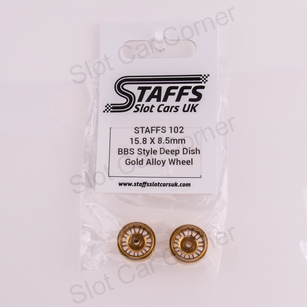 Staffs 102 15.8 x 8.5mm BBS Deep Dish Aluminum Wheels, Gold