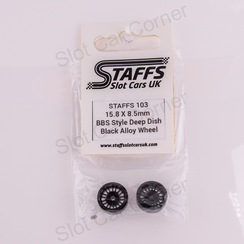 Staffs 103 15.8 x 8.5mm BBS Deep Dish Aluminum Wheels, Black