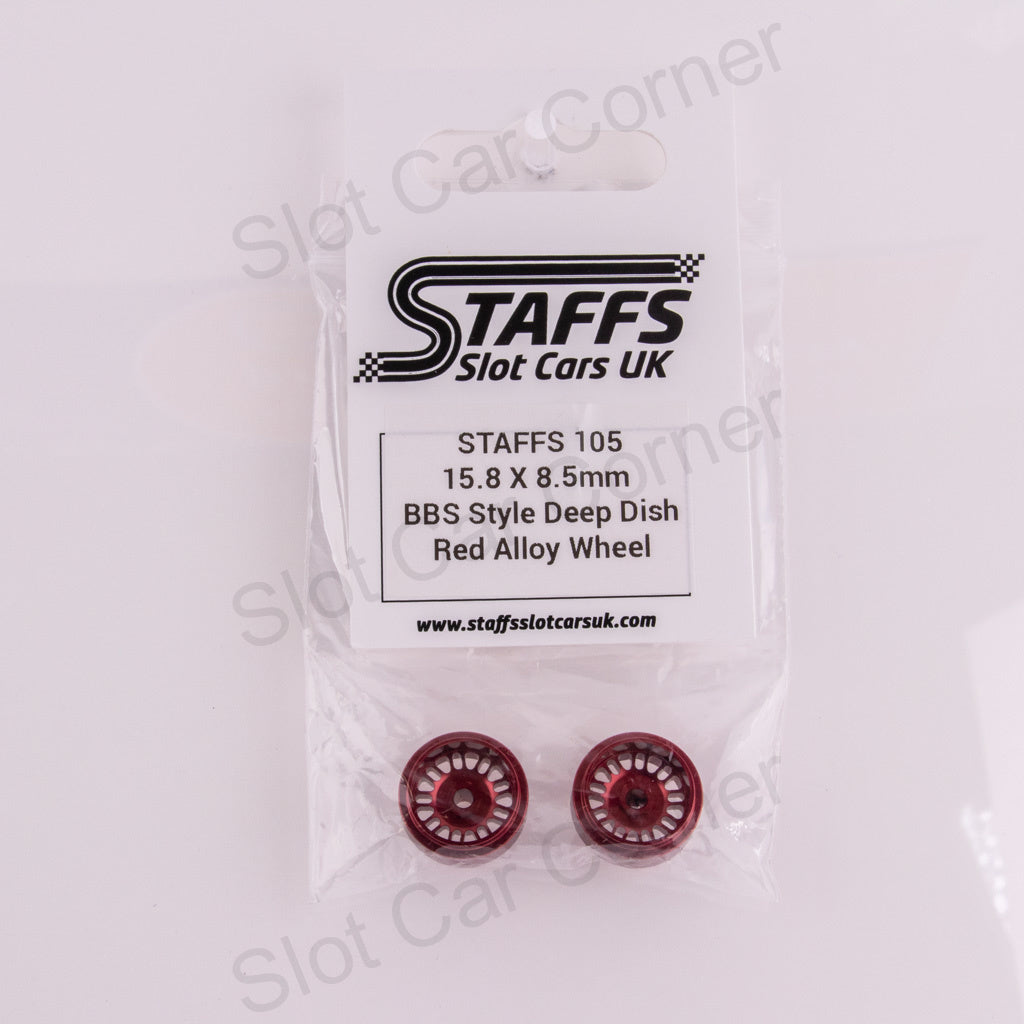 Staffs 105 15.8 x 8.5mm BBS Deep Dish Aluminum Wheels, Red