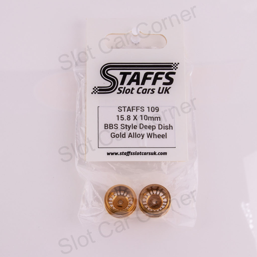 Staffs 109 15.8 x 10mm BBS Deep Dish Aluminum Wheels, Gold