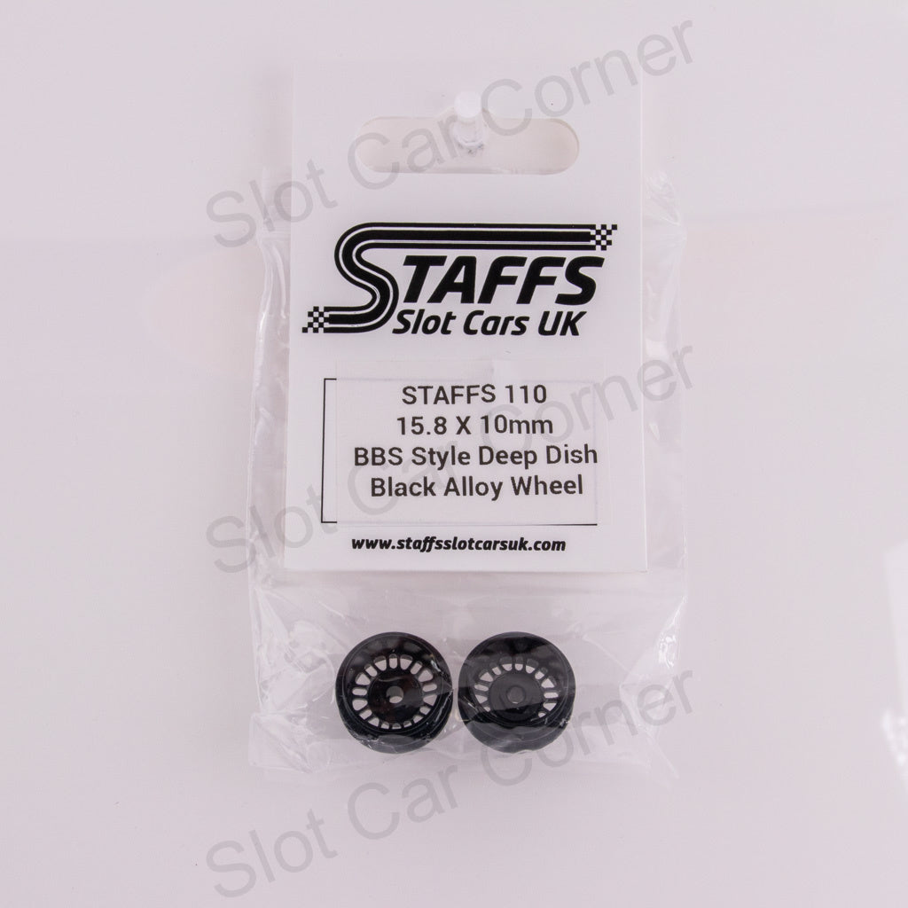 Staffs 110 15.8 x 10mm BBS Deep Dish Aluminum Wheels, Black