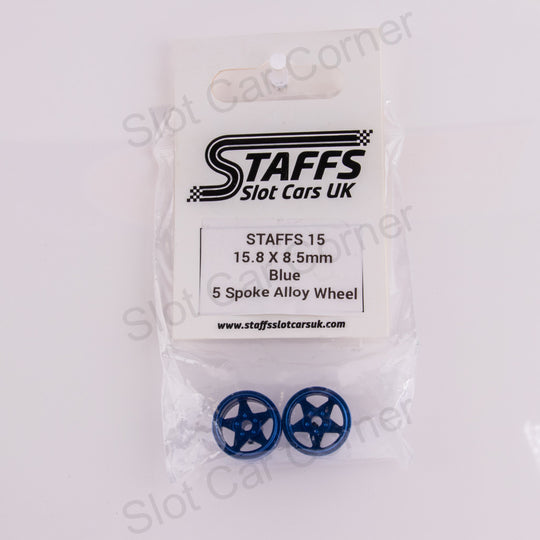 Staffs 15 15.8 x 8.5mm 5 Spoke Aluminum Wheels, Blue