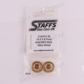 Staffs 36 16.9 x 8.5mm BBS Aluminum Wheels, Gold