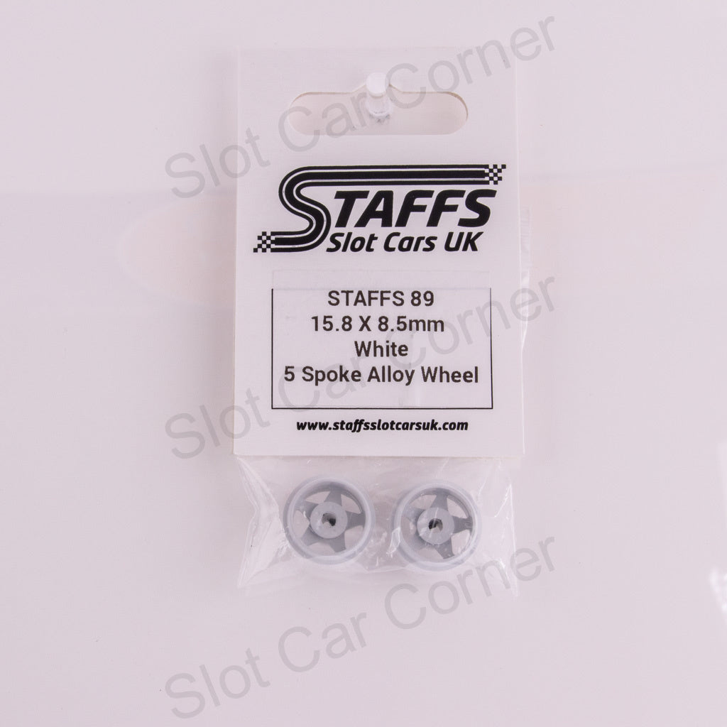 Staffs 89 15.8 x 8.5mm 5-Spoke Aluminum Wheels, White
