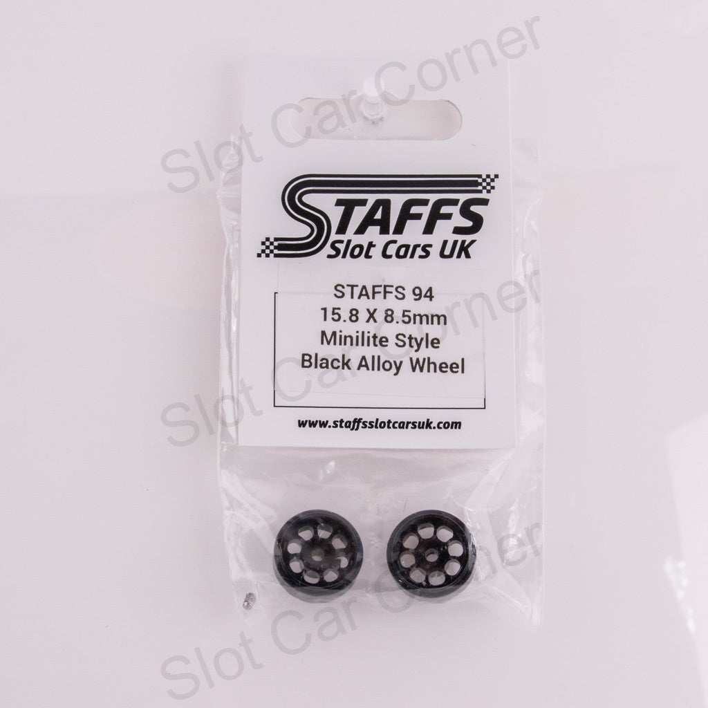 Staffs 94 15.8 x 8.5mm Minilite Aluminum Wheels, Black