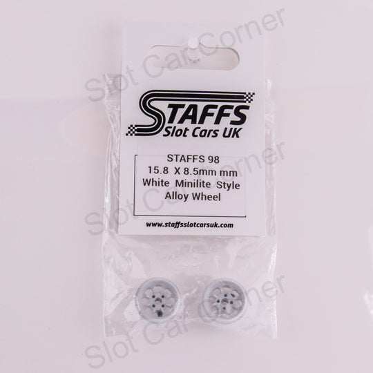 Staffs 98 15.8 x 8.5mm Minilite Aluminum Wheels, White