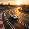 NSR 0612 Hypercar white Test Car, manufacturer promotional image of the white car on a track at sunset
