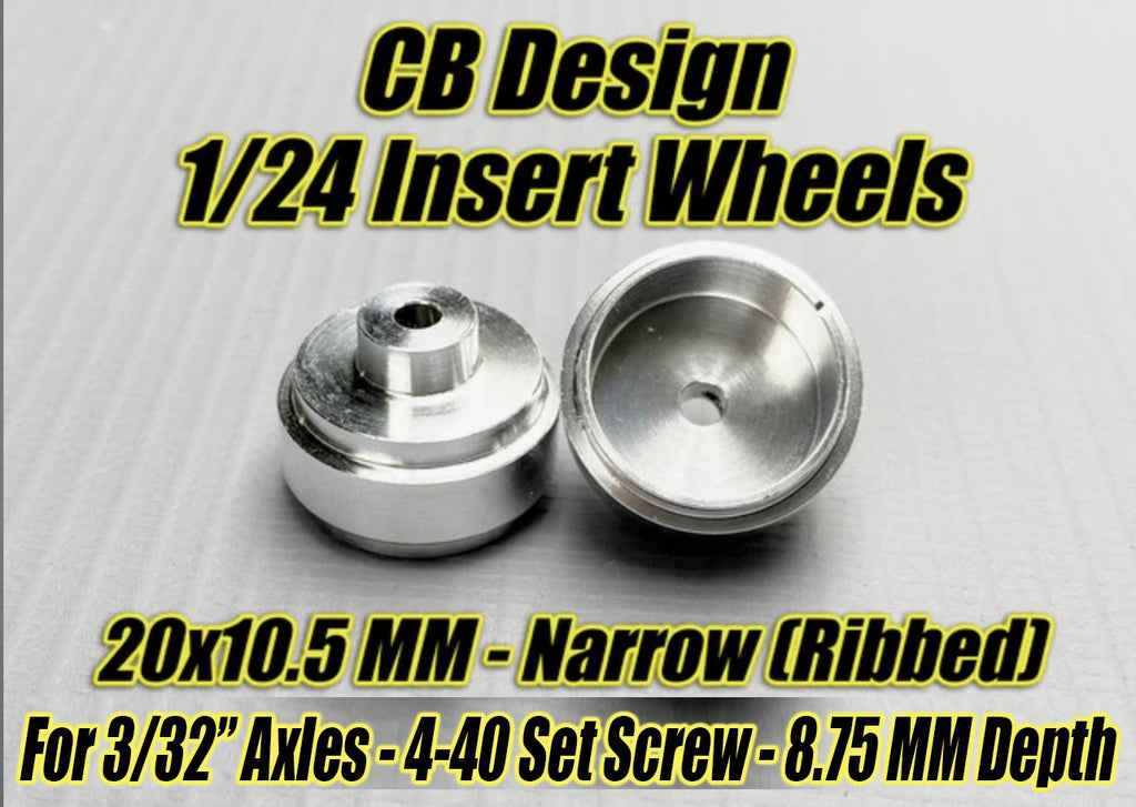 CB Design CBD1670 1:24 Narrow Insert 20 x 10.5mm Wheels, 3/32" Axle, Center Rib