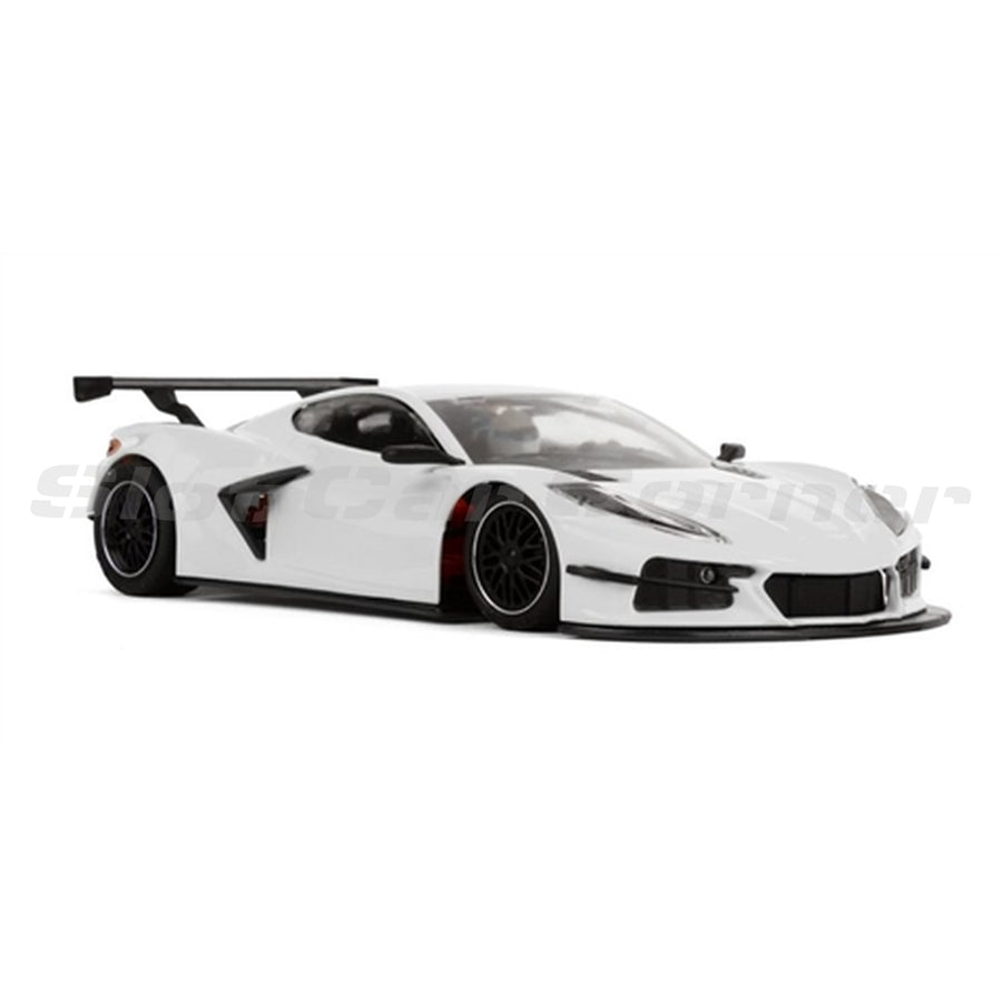 NSR 0424AW Corvette C8R White Kit, assembled example in front three-quarter view