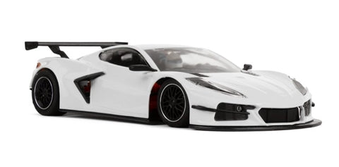 NSR 0424AW Corvette C8R White Kit, assembled example in front three-quarter view