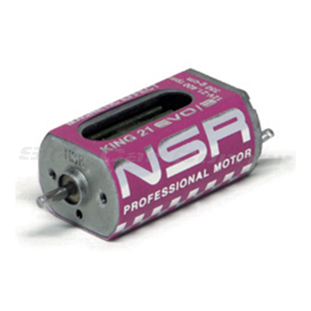 NSR 3023 King EVO 3 21,400 RPM motor showing the can, shaft and terminals
