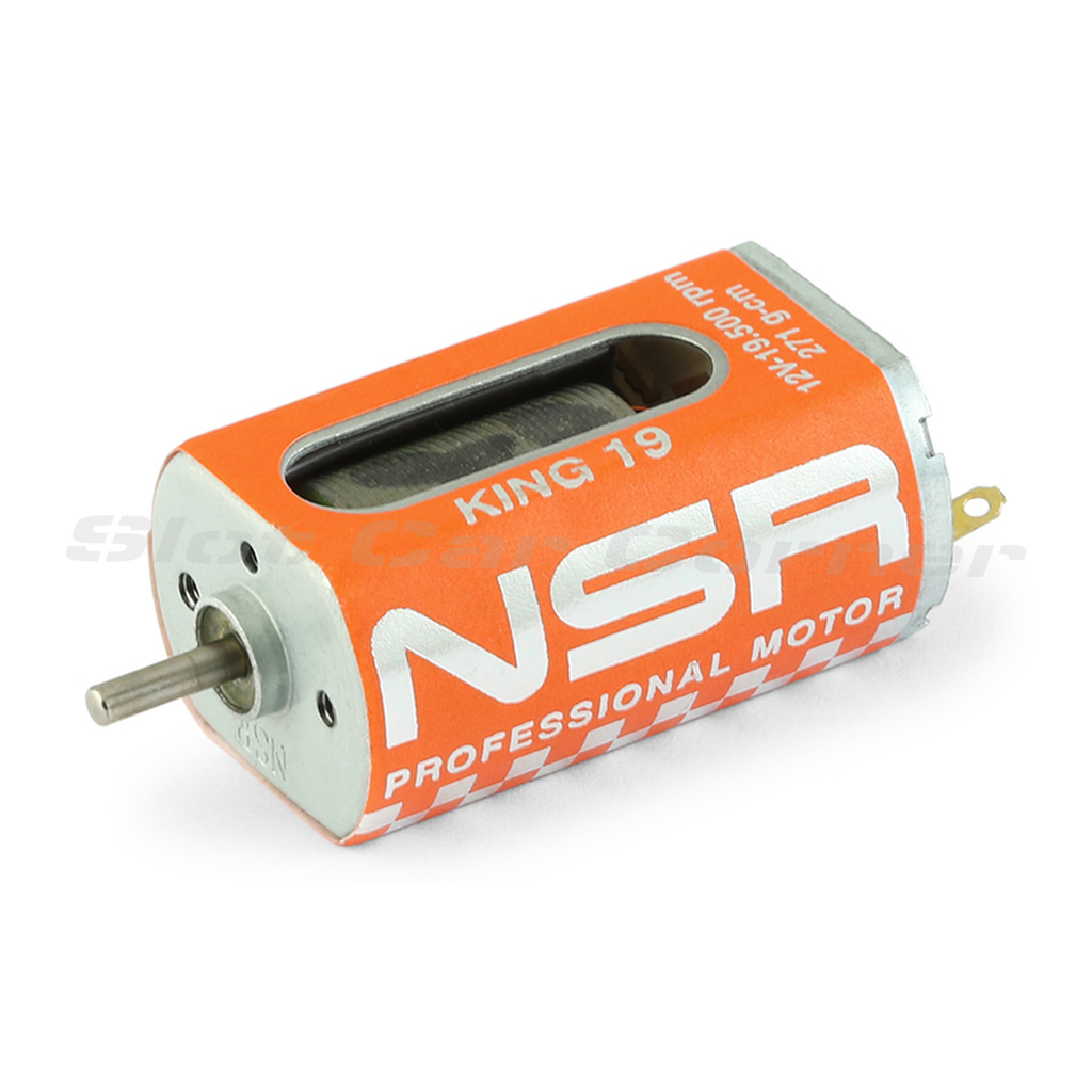 NSR 3031 King 19,500 RPM motor showing the can, shaft and terminals