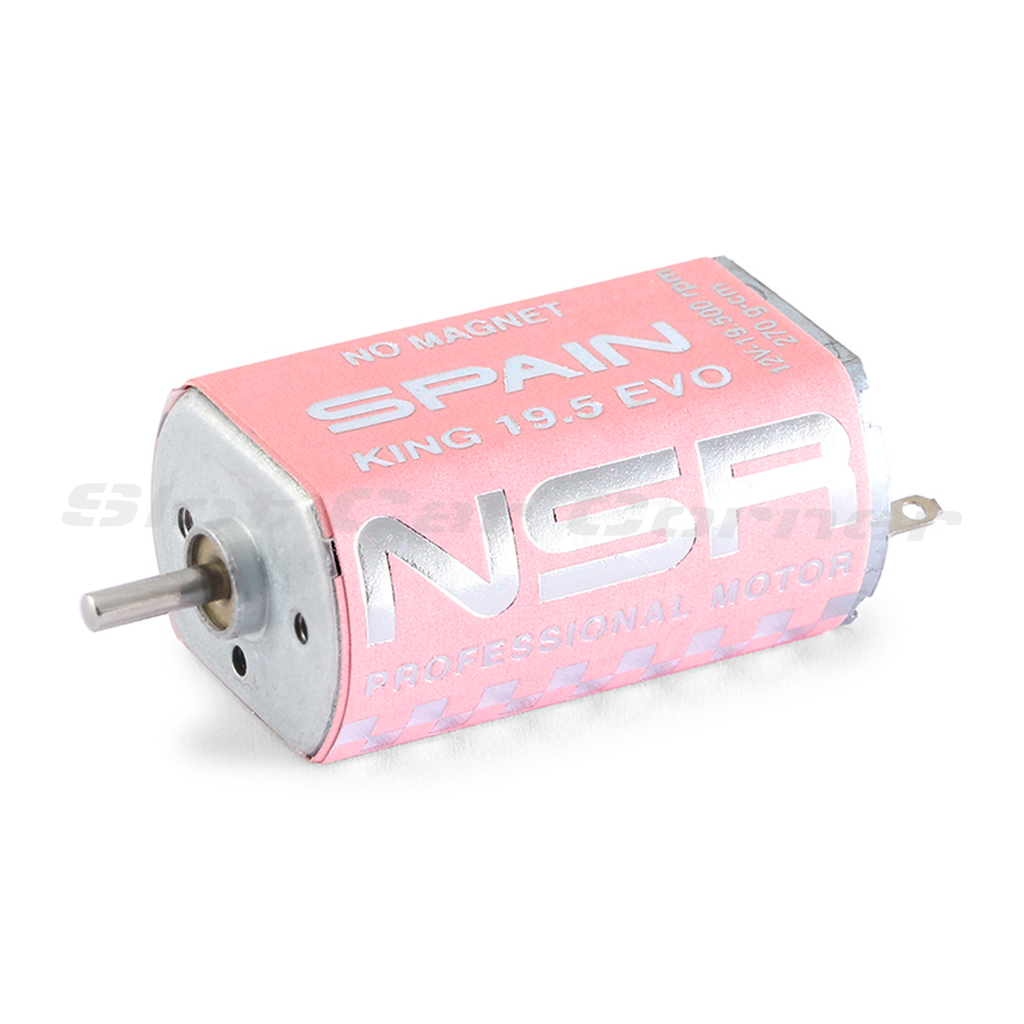 NSR 3032 Spanish King EVO 19,500 RPM motor showing the can, shaft and terminals