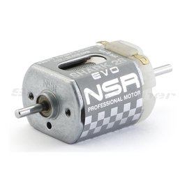 NSR 3046 Shark EVO 28,000 RPM motor showing the can, shaft and terminals