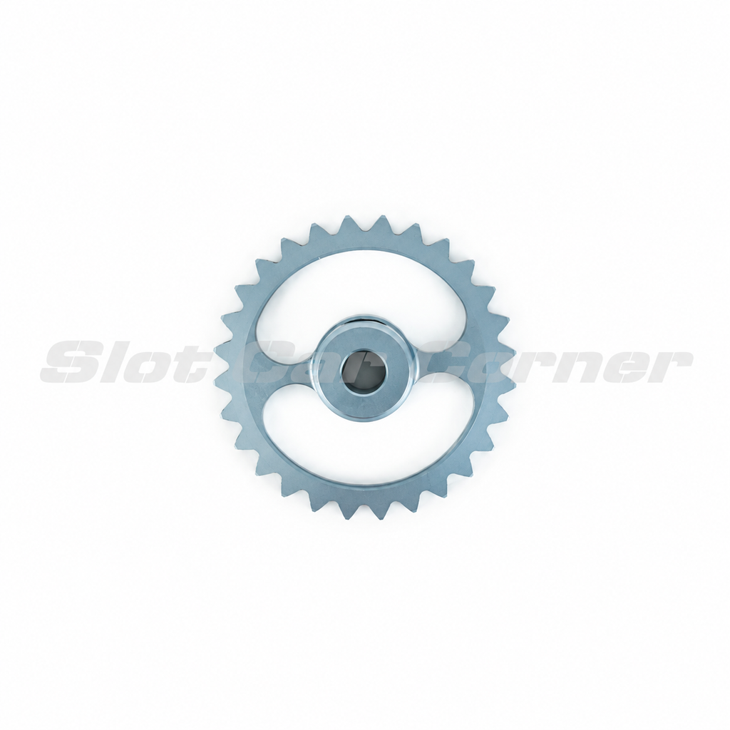 NSR 5928 gray 28-tooth ERGAL Hypercar sidewinder gear, front view